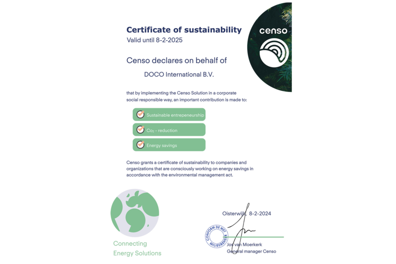 Sustainability certificate