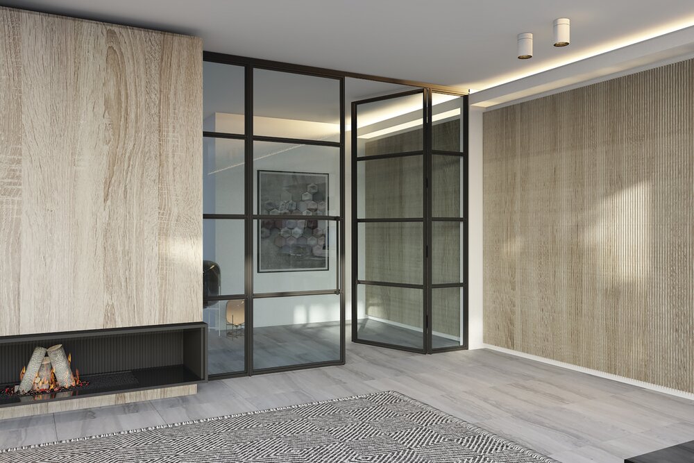 Glass partitions made of aluminum