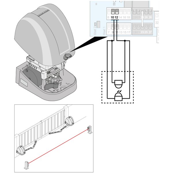 Anschlussplan 2-Draht-Lichtschranke innen für twist AM