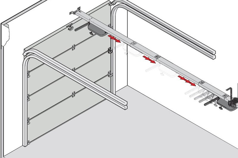 Mounting aid on a garage door